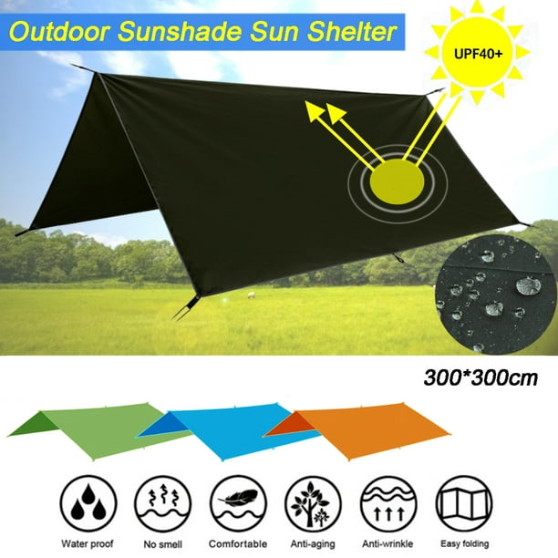 10x10ft Tente de Camping Couverture Bâche Soleil Pluie Ombre Hamac Imperméable Anit-UV Abri Léger
