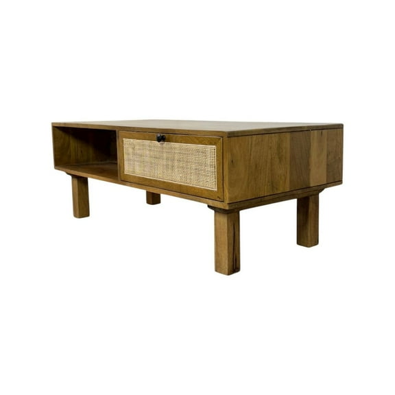 Carolina Chair & Table Haven Dual-Compartment Coffee Table - Blonde Acacia
