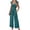 Blue, variant on Womens Casual Jumpsuits Summer Boho Outfits Printed Smocked Wide Leg Vacation Jumper With Pockets