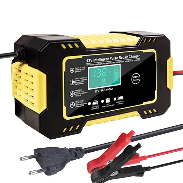 Cargador de batería de coche de 12V, 6A, carga rápida inteligente, tipo de reparación de pulso, parada automática completa, modo Dual, plomo ácido para motocicleta