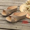 thumbnail image 4 of Women's Wedge Platform Sandals Comfortable Slip On Backless Slide Beach Sandal Open Toe Non Slip Work Shoes Brown Size 7, 4 of 6
