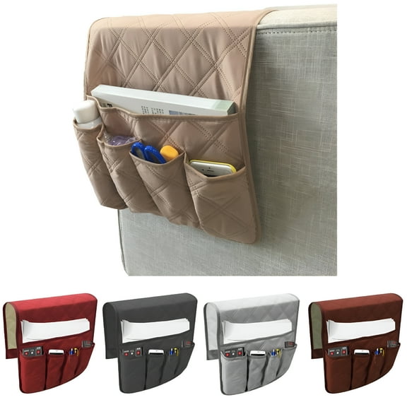 LAMIRO Non-Slip Sofa Armrest Storage Organizer,Waterproof Couch Recliner Remote Control Holder with 5 Pockets Armchair Caddy for Ipad,Phone,Magazines,Tv Remote Control