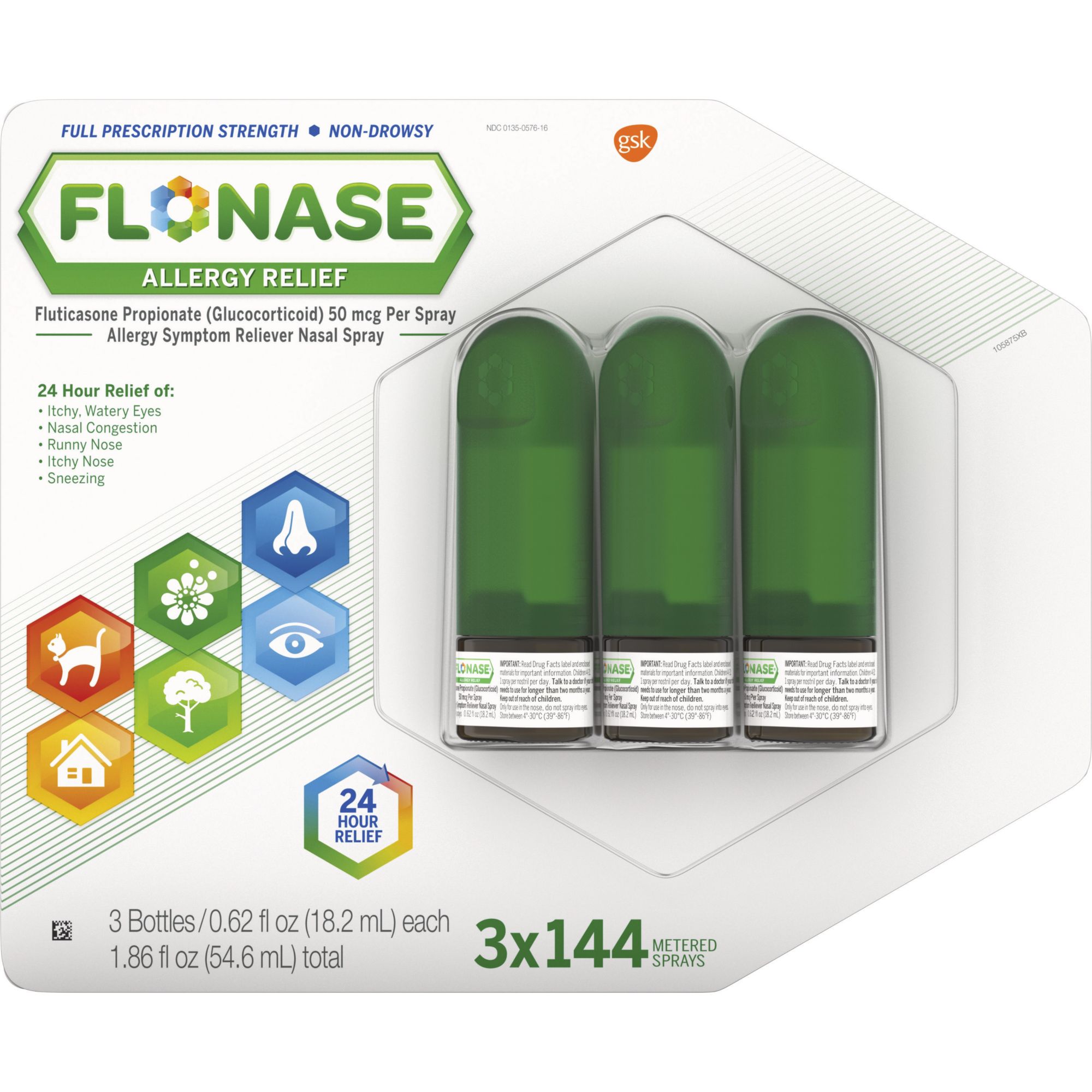 Product Of Flonase Allergy Relief Nose Spray 3 pk. 0.62 fl. oz