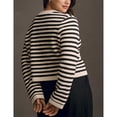 thumbnail image 2 of Lentta Women's Striped Knit Cardigan Sweater Crew Neck Long Sleeve Button Front Outerwear, 2 of 7