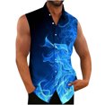 thumbnail image 2 of Top de Tanque para Hombres Botón de Impresión de los Hombres Casual Turndown Collar Top de Tanque, 2 of 5