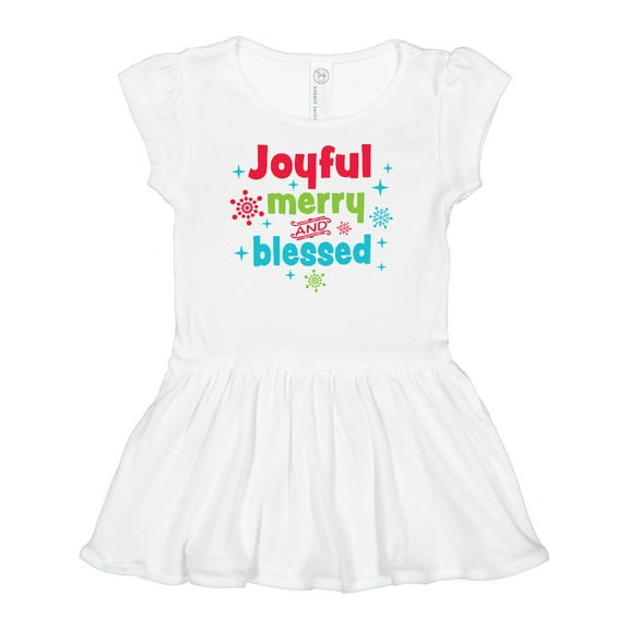 Inktastic Christmas Joyful Merry and Blessed with Snowflakes Girls Baby Dress