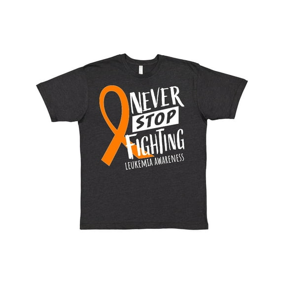 Inktastic Never Stop Fighting Leukemia Awareness Orange Ribbon T-Shirt