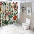 thumbnail image 7 of Chilfamy Extra Long Shower Curtain Length, Aesthetic Red and White Floral Shower Curtain Sets with Hooks for Bathroom,Water Resistant Polyester Fabric White, 7 of 7