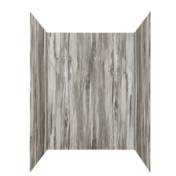 Palisade 78in x 60in x 30in Waterproof Vinyl Shower Surround Kit with Accessories in Louvre Granite