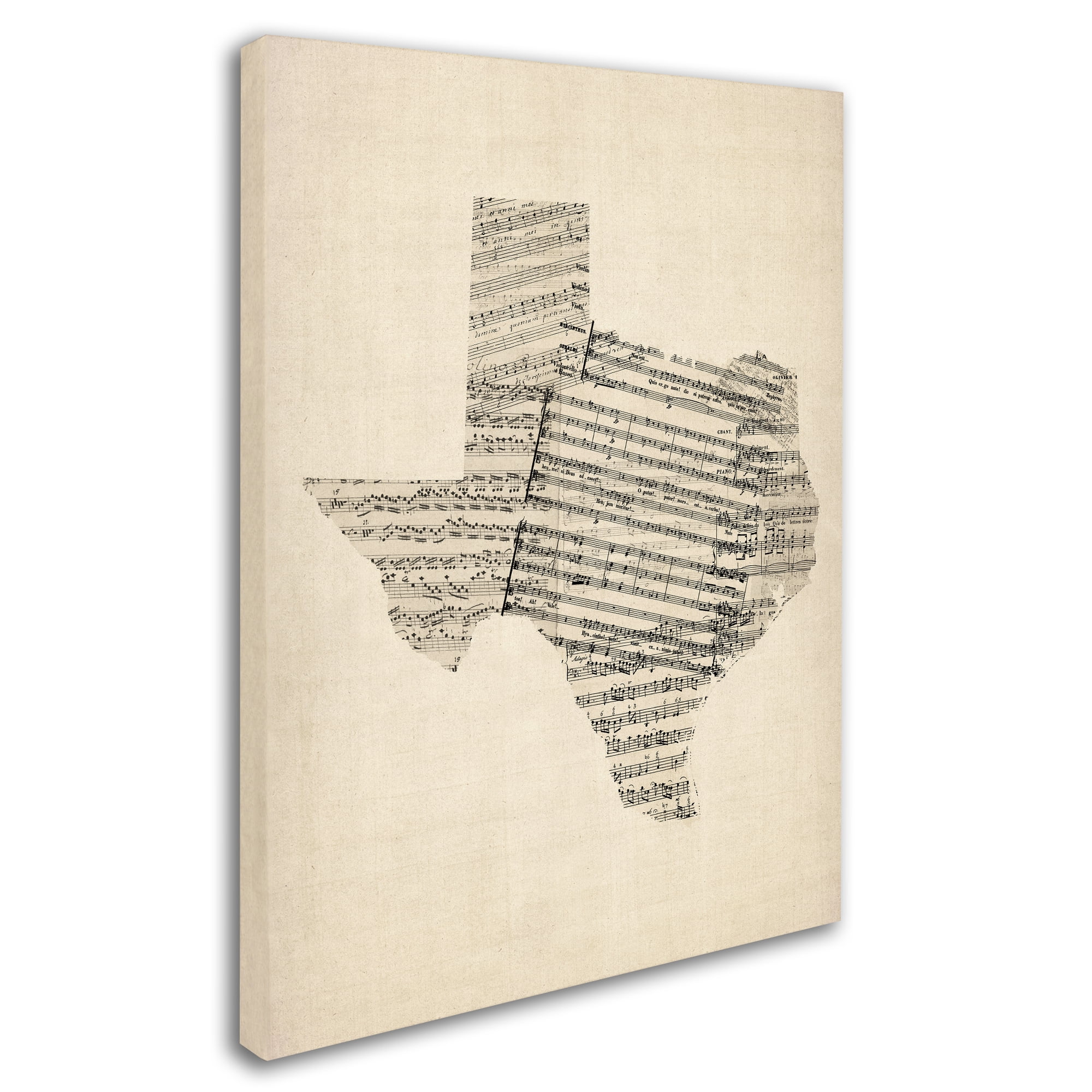 Trademark Fine Art "Old Sheet Music Map of Texas" Canvas Art by Michael Tompsett