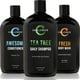 thumbnail image 1 of Challenger Mens Tea Tree Champú acondicionador y gel de baño fresco Trio 3 botellas de 16 oz | Sin sulfatos con vitaminas Aceite de argán Biotina | Queratina Vitamina C Vitamina D Proteína Sin coloran, 1 of 2