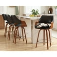 thumbnail image 2 of Guyou 26" Swivel Counter Stools Set of 6, Modern Barrel PU Kitchen Island Stools, Farmhouse Solid Wood Counter Height Barstools, Bar Height Island Chairs with Back and Wood Frame, Black, 2 of 10
