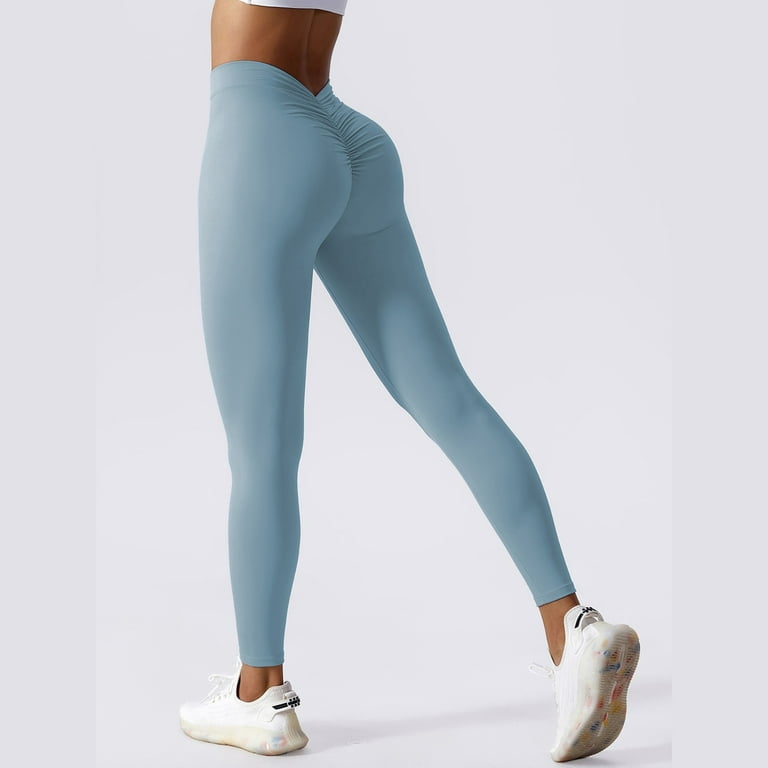 KDDYLITQ Womens Yoga Pants Slim Legs Tummy Control Breathable Yoga Leggings  High Waisted Soft Workout Leggings Summer Tights Casual Trousers Sky Blue