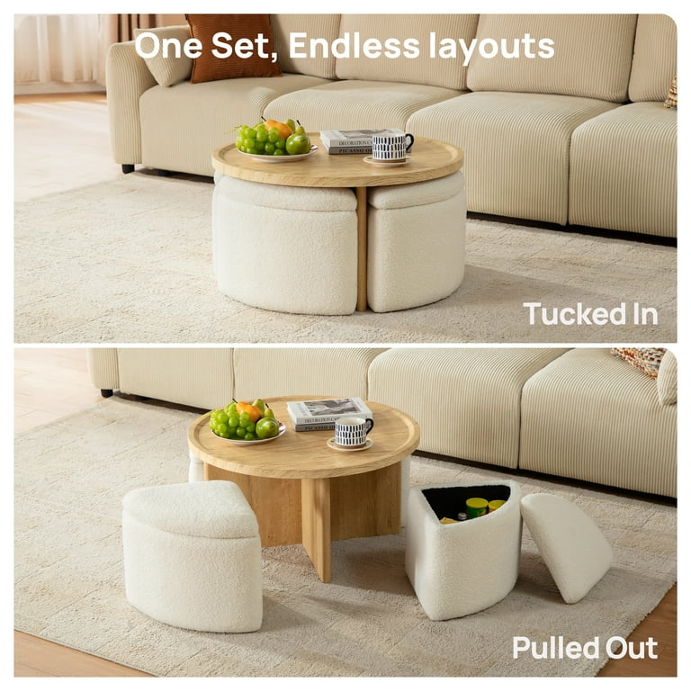 CHIC HOUSE Round Coffee Table for Living Room Table, Small Coffee