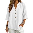 thumbnail image 5 of MVRLSH Womens Tops Shirts Blouse Casual Long Sleeve Spring Trendy Cotton Blend Summer Daily Outfit Shirt Loose Fit Linen Blouses White - XXL, 5 of 7