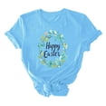 thumbnail image 4 of Xihbxyly Easter Shirts for Women Funny Bunny T-Shirt Loose Plus Size Short Sleeves Graphic Tee Tops Easter Egg Holiday Shirt Round Neck Top, 4 of 5