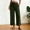 thumbnail image 2 of RFQWOVSR Women's Elastic Waist Drawstring Wide Leg Linen Pants with Pockets Loose Fit Casual Summer Trousers S, 2 of 5