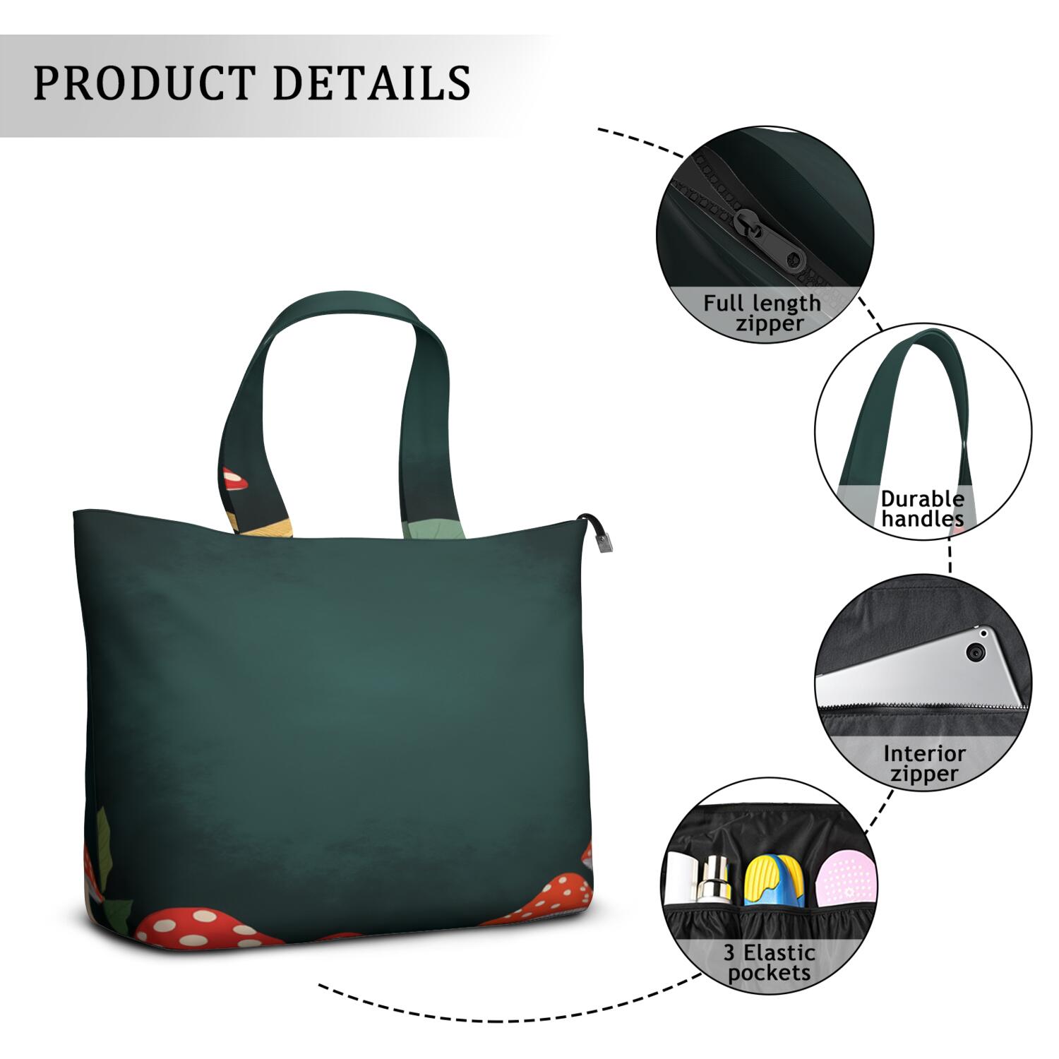 Sport Travel Duffle Bag Carry on Overnight Bag for Women,Mushroom Weekender Carry on Bag for Camping Hiking Short Trips Overnight Bag