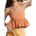 thumbnail image 2 of Women Y2k Ruffle Hem Spaghetti Strap Going Out Crop Tops Sleeveless Babydoll - Shirts Orange Color S, 2 of 8