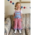thumbnail image 5 of BemeyourBBs Toddler Baby Girls 4th of July Outfit Romper Overalls Patriotic Independent Day Summer Clothes Plaid Flag Embroidery Sleeveless Jumpsuits Overalls Bell Bottom, 5 of 9