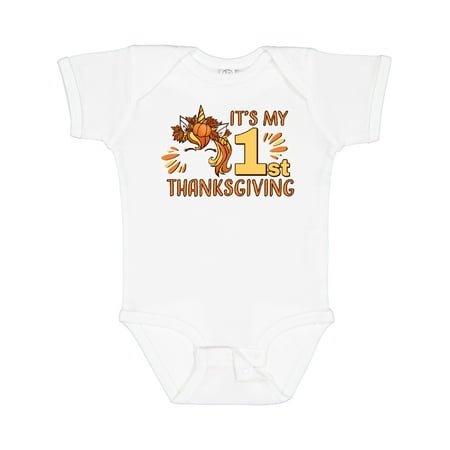 

Inktastic It s My 1st Thanksgiving Fall Unicorn with Leaves Boys or Girls Baby Bodysuit
