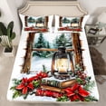 thumbnail image 2 of Manfei Rustic Christmas Flowers Twin Sheet Sets,Hello Winter Twin Fitted Sheet,Happy New Yaer Flat Sheet For Girls Boys,Super Cozy Room Decor,3 Pieces, 2 of 7