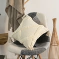 thumbnail image 5 of 16" Handwoven Cotton Throw Pillow Cover with White Tufted Large Lattice Pattern and Tassel Corners, White, 5 of 10