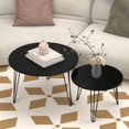 thumbnail image 3 of Round Nesting Coffee Table Set of 2 with Marble Look Top - Black, 3 of 10