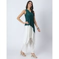 thumbnail image 3 of Moomaya Exclusive, Sleeveless Solid Color-Block Kurta with Pants, Asymmetric Indo-Western Coord Set, 3 of 9