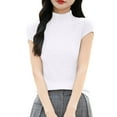 thumbnail image 7 of Mittory Women's Mock Neck Sweater Casual Cap Sleeve Ribbed Knit Pullover Tops Summer Shirts Fall Clothes, 7 of 7