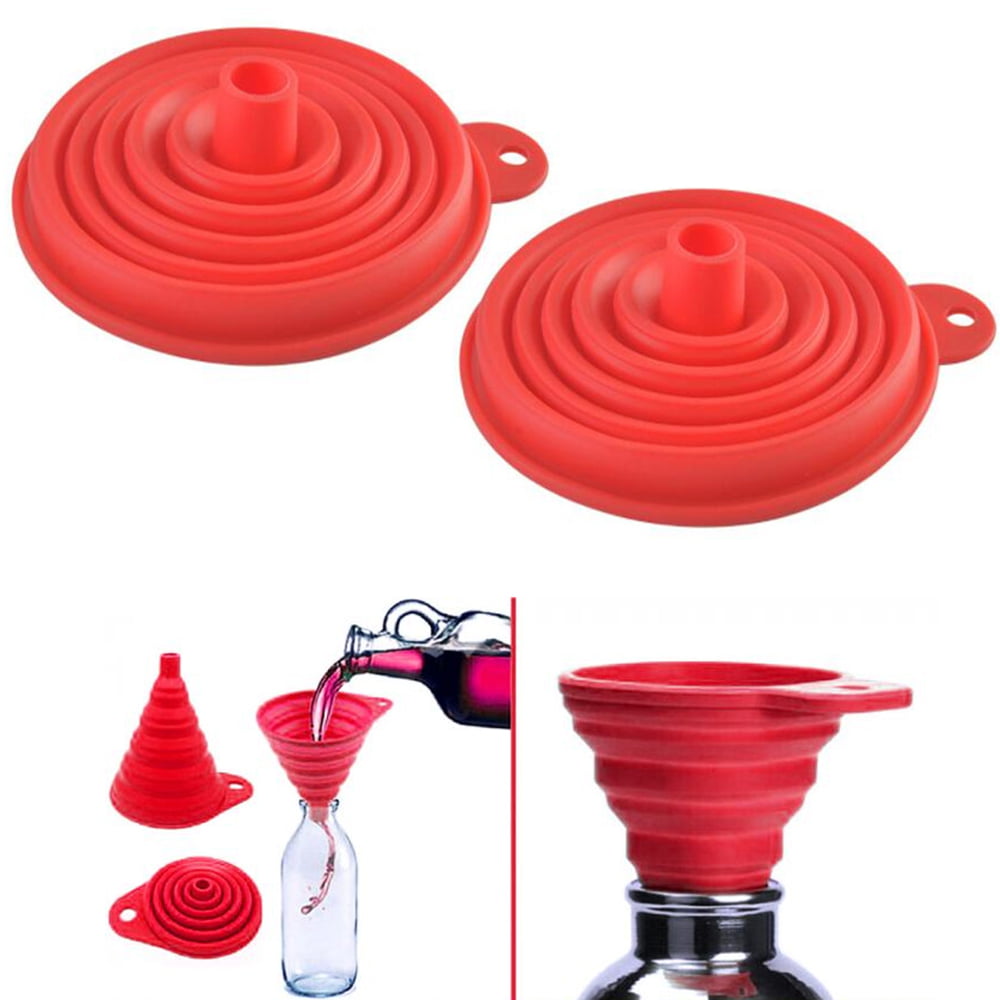 LuLiyLdJ 4 pieces of collapsible funnel 4 sizes of kitchen silicone funnel gel collapsible funnel for household use
