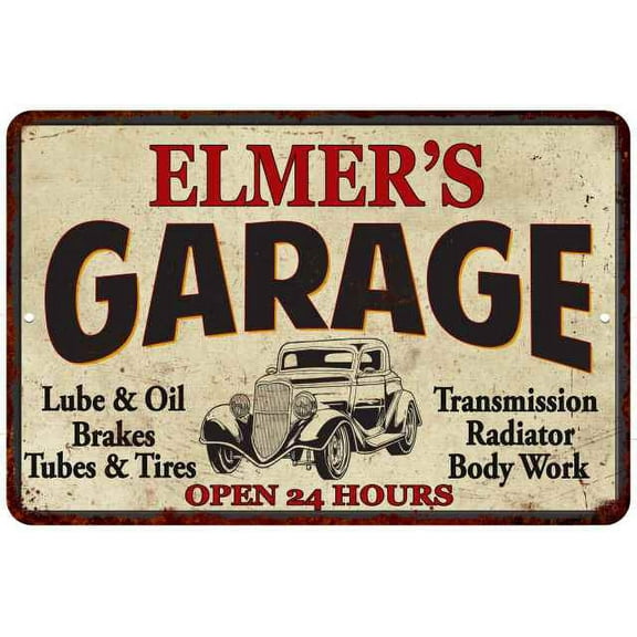 ELMER'S Garage Gift Man Cave Metal Sign Decor 12x18 112180014221