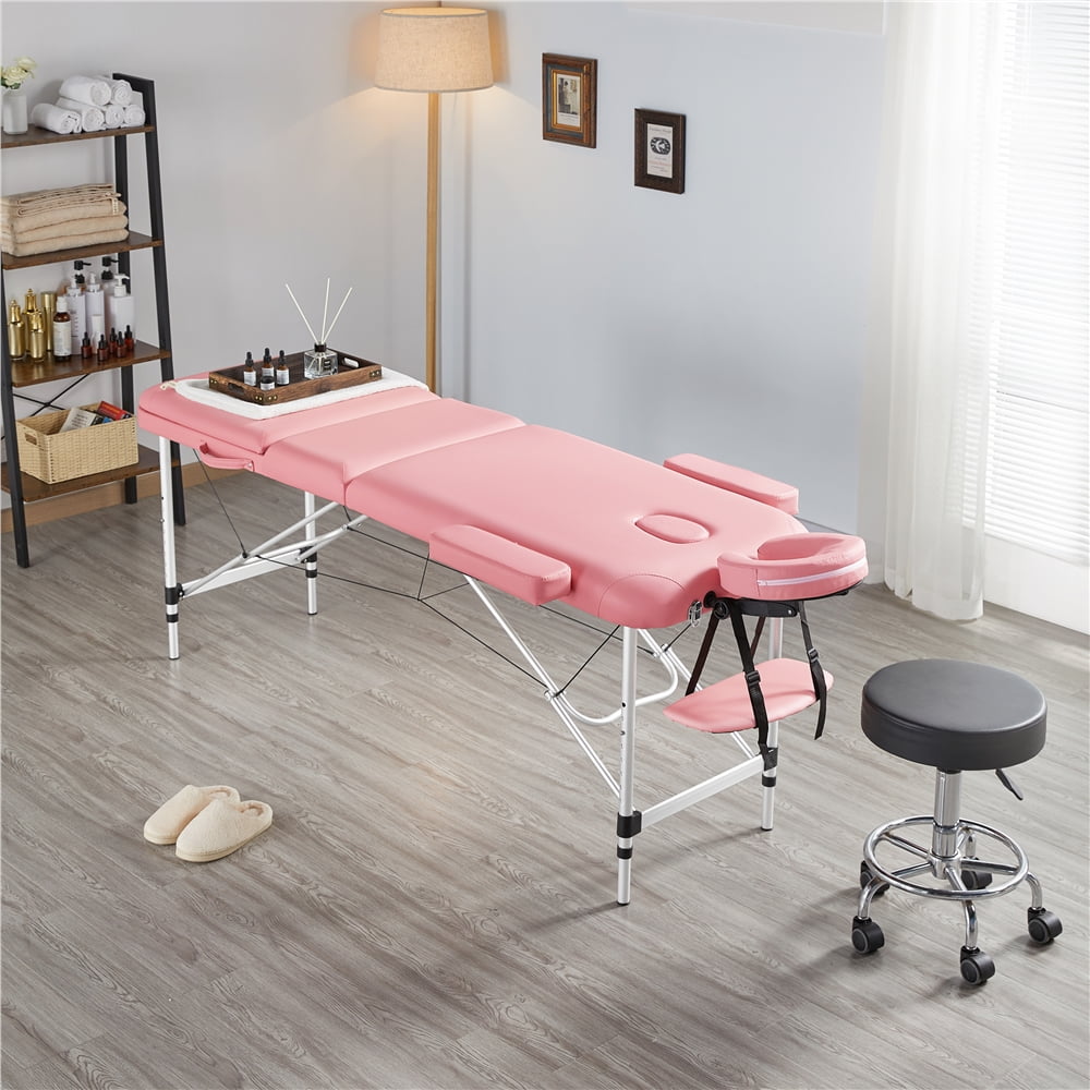 Renwick Adjustable Professional Massage Bed Max. Load Bearing Static 551.2lb, Pink