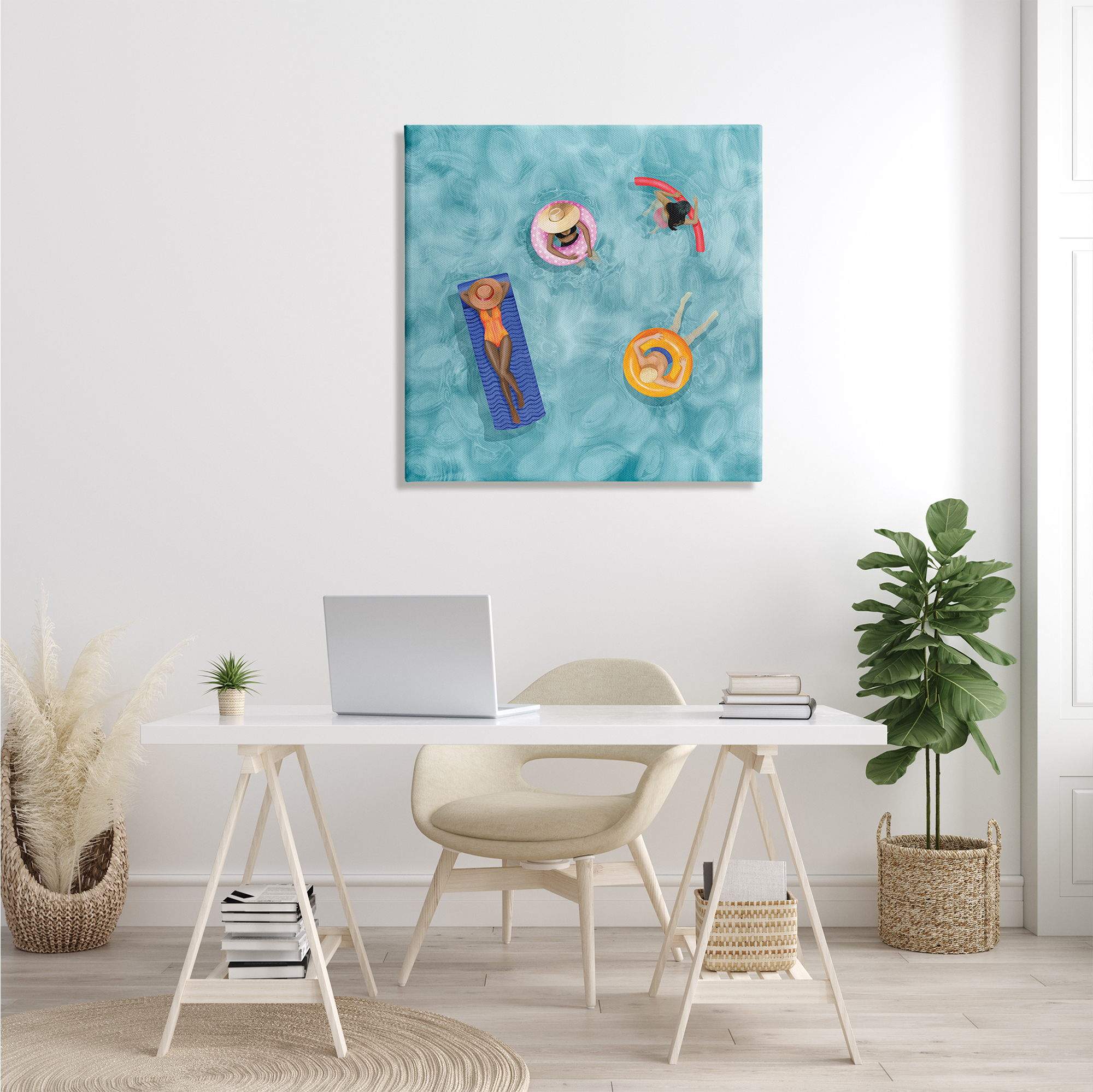 Stupell Industries Group of People Lounging In Water Pool Toys, 30 x 30, Designed by Grace Popp