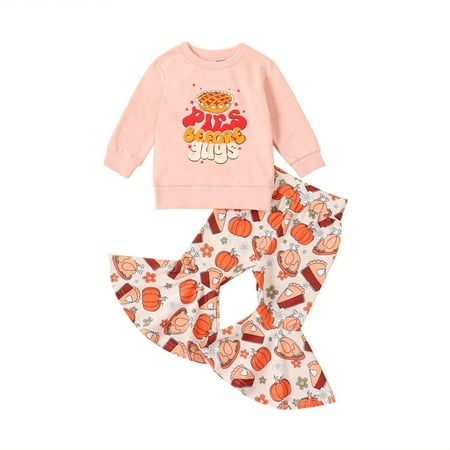 

Girls Outfits Winter Long Sleeve Pumpkins Cookies Prints Tops Pants Two Pieces Set Fall Baby Clothes