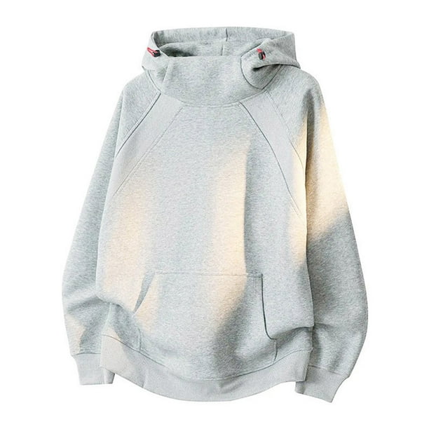 pstuiky Camisas de manga larga abrigadas para hombre, Sudadera deportiva con bolsillo y manga larga de color liso para hombre, estilo moderno, con cuello alto Tops casuales para hombres xl