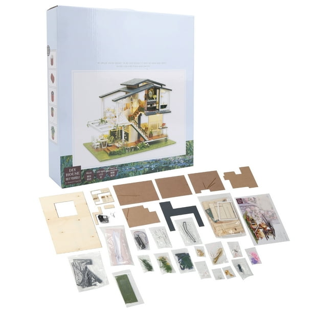 Casa De Muñecas De Madera Con Jardín Romántico – Villa Francesa De 3 Pisos Con Luces LED – Kit 3D Para Entusiastas Del DIY