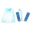 Pretend Play Dress Up Mozlly Blue Princess Twinkle Star Costume Cape and Mozlly Blue Royal Princess Wand and Gloves Set (3pc Set)