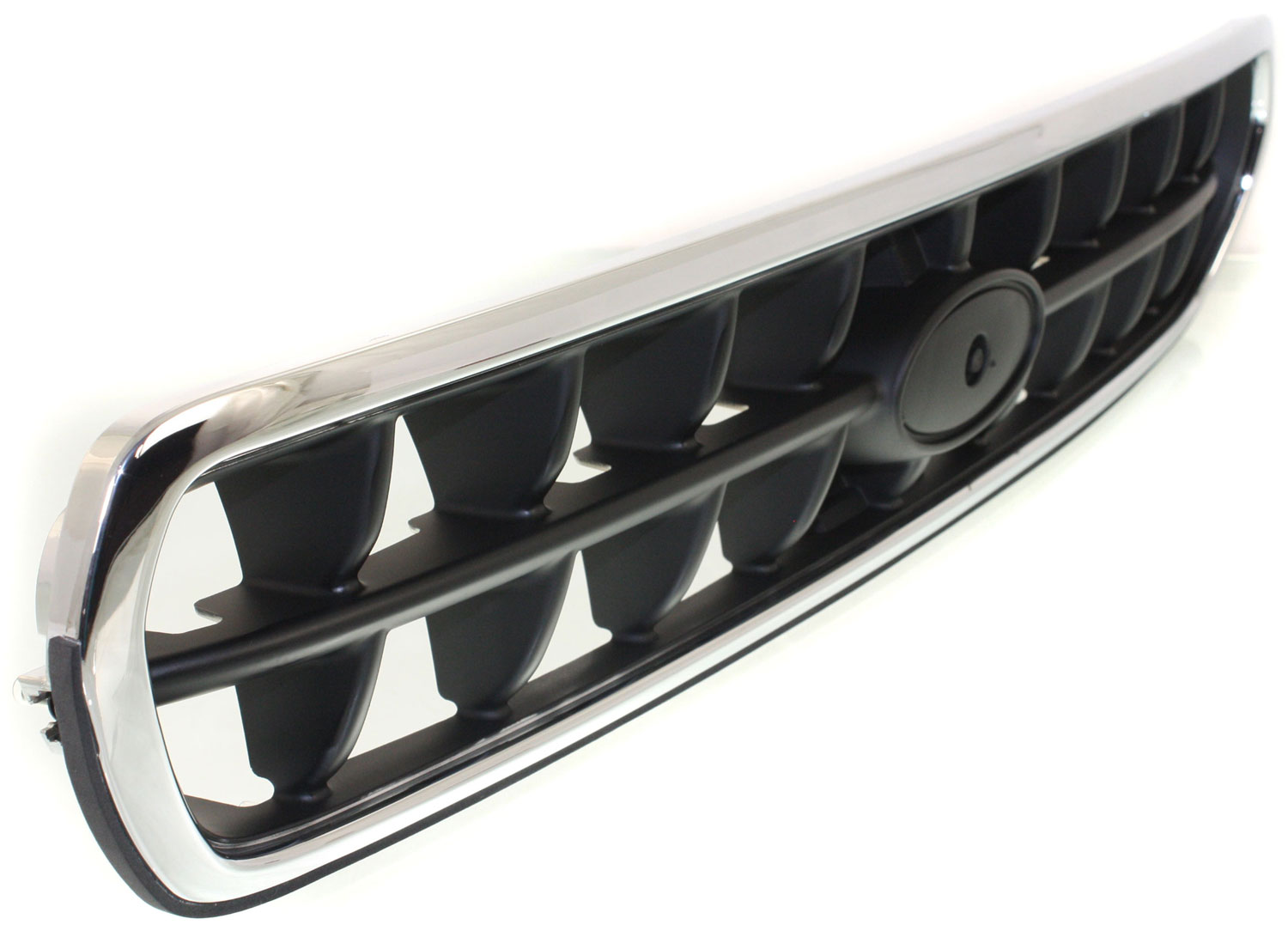Grille Assembly Compatible With 2003-2004 Subaru Outback Chrome Shell with Painted Silver Black Insert