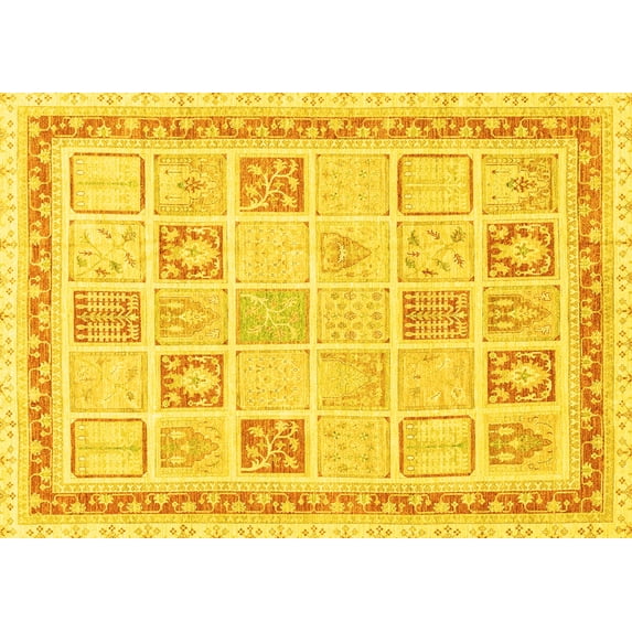 Ahgly Company Indoor Rectangle Abstract Yellow Modern Area Rugs, 7' x 9'