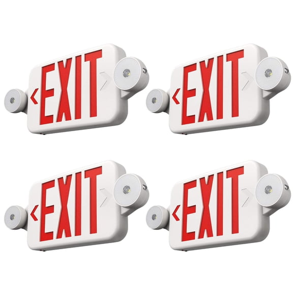 Señal de salida de emergencia FREELICHT roja con luces de emergencia x4