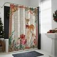 thumbnail image 4 of Shower Curtain 72"W x 78"L Christmas Deer Leaves Gift Boxes Fabric Shower Curtains Set with Hooks Water Repellent Bathroom Curtains Machine Washable Bathroom Accessories, 4 of 7
