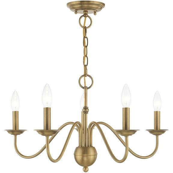 5 Light Antique Brass Chandelier with Steel base material