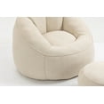 thumbnail image 6 of Round Bean Bag Chair with Ottoman, High Pressure Foam Lazy Sofa Chair with Footstool, Ultra Soft BeanBag Chair with Memory Sponge Filler, Floor Lounge Chair for Living Room, Bedroom, Beige, 6 of 8