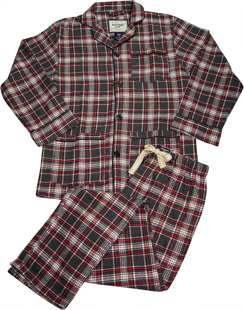 B O P J Mens Long Sleeve Flannel Pajamas Coat Style PJ for Men 17 Premium Plaids and