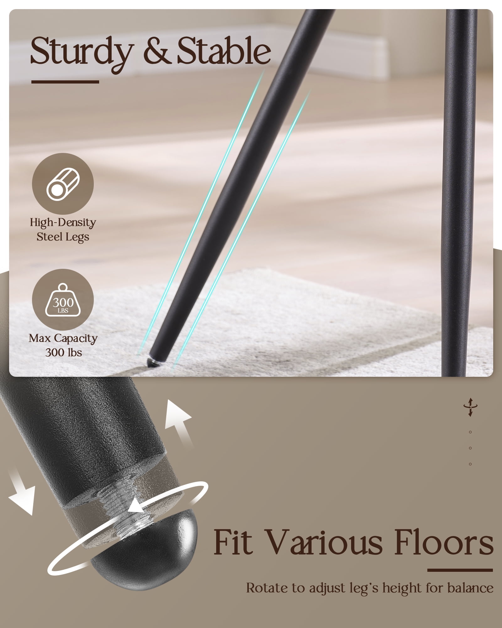 Sailvan Dining Chair Set of 2, Accent Rattan Dining Room Chairs, Modern Kitchen Chairs with Lamb Fleece Cushion, Mid Century Style Living Room Chairs, Easy Assembly, Brown