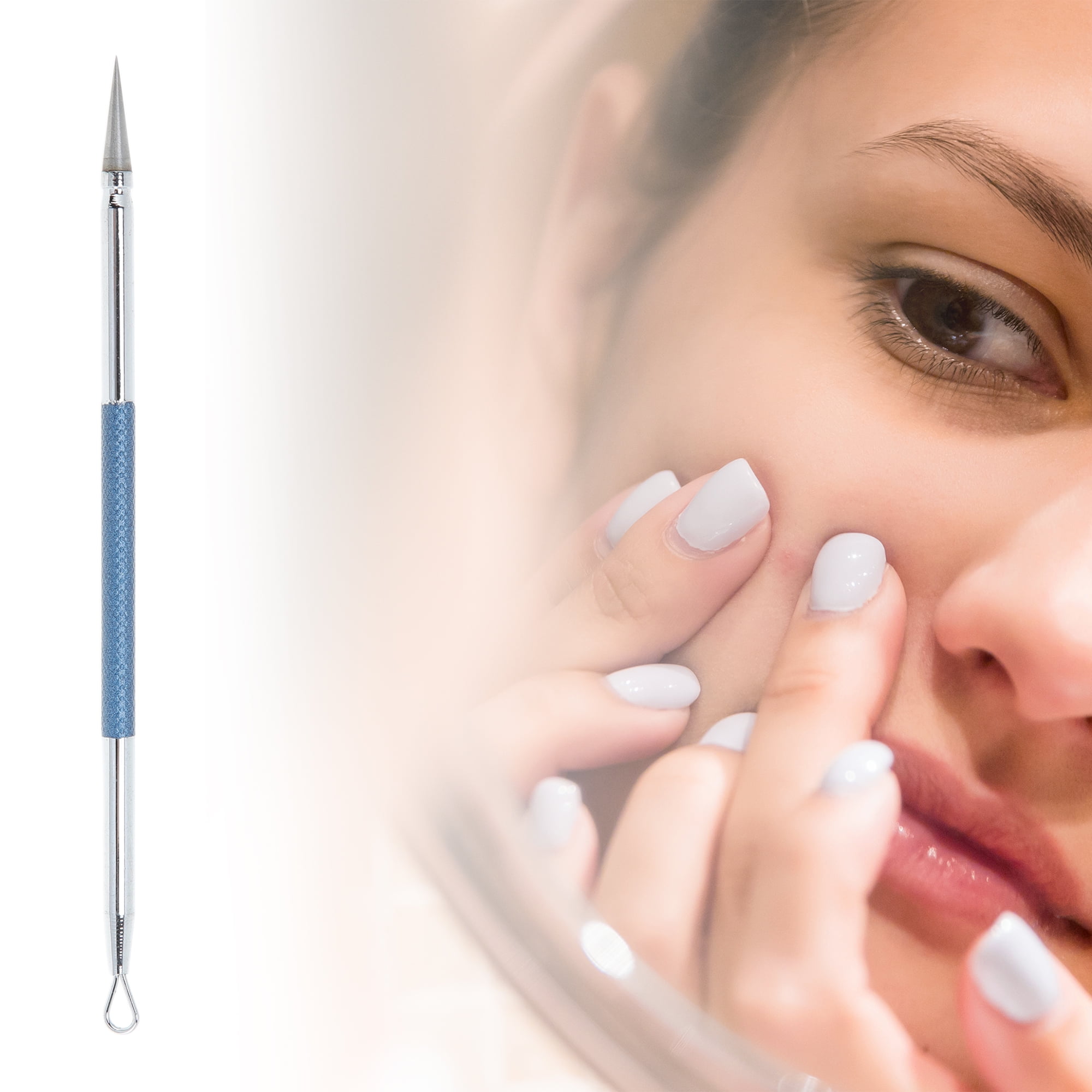 Unique Bargains 1pc Facial Double-Headed Pimple Extractor Tool for Skin Care Dark Blue