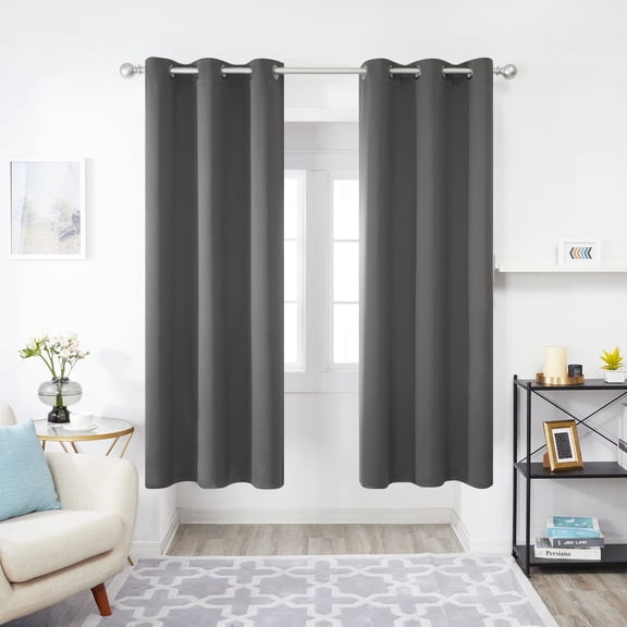 Deconovo Black Blackout Curtains Thermal Insulated Grommet Curtains for Bedroom 42x95 inch Set of 2