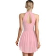 thumbnail image 2 of YiZYiF Women's Sleeveless Glittery Applique Dance Dress Ice Skating Gymnastics Ballet Skirts Leotard Pink L, 2 of 6