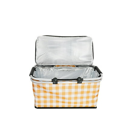 

Insulated Picnic Basket Large Capacity Collapsible Grocery Basket Heat Preservation Bag for Camping